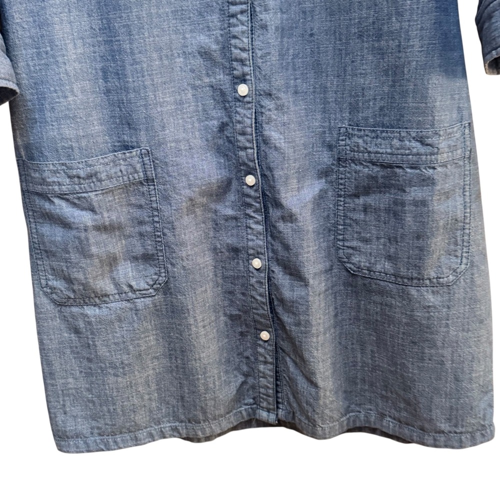 Old Navy Womens Chambray Denim Shirt Dress Small Button Front Pockets Coquette - Picture 4 of 7